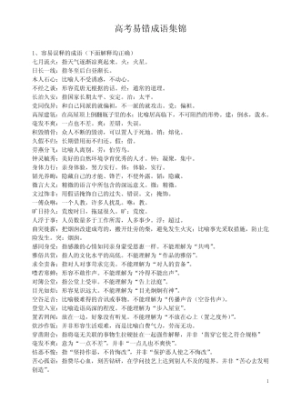 (完整)高考易错成语集锦(分类整理版)