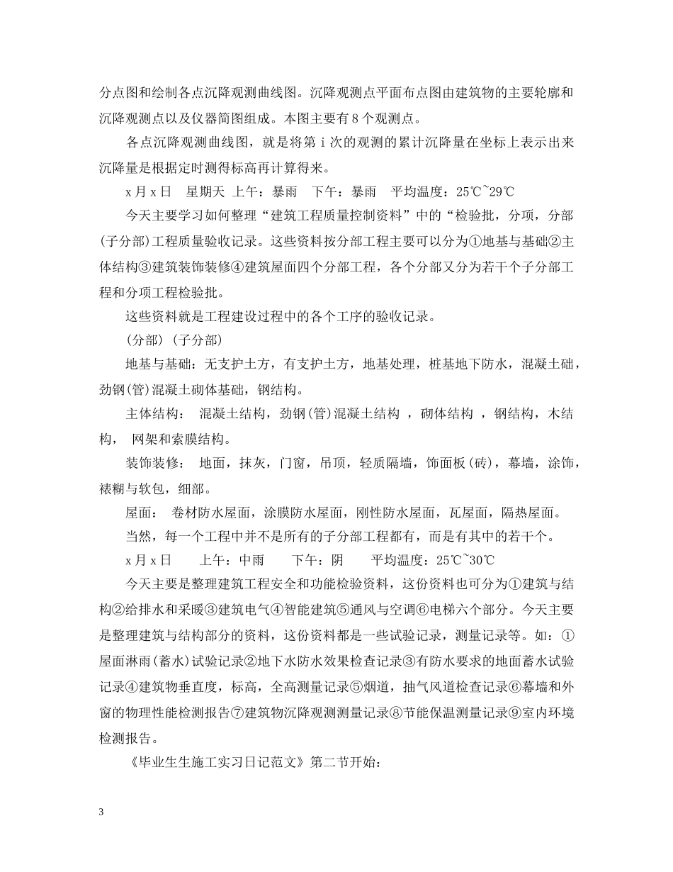 毕业生施工实习日记范文 _第3页