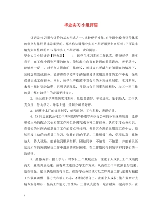 毕业实习小组评语 