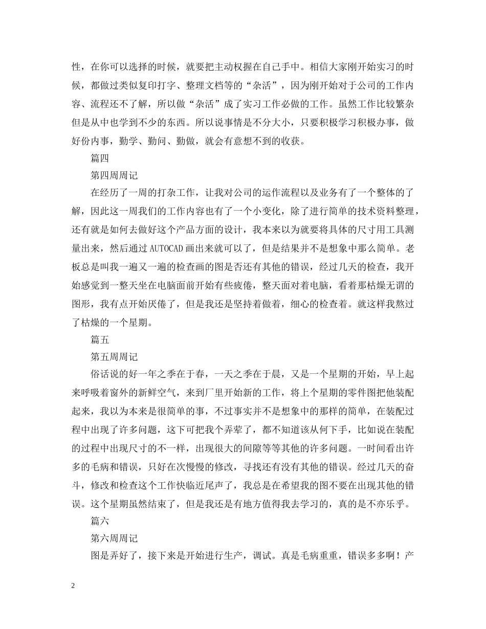 毕业大学生实习周记12篇 _第2页