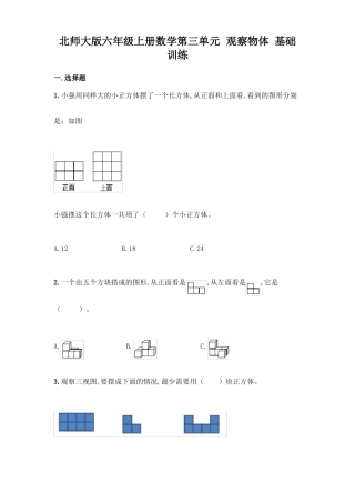 北师大版六年级上册数学观察物体基础训练含答案