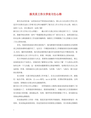 报关员工作大学实习生心得 