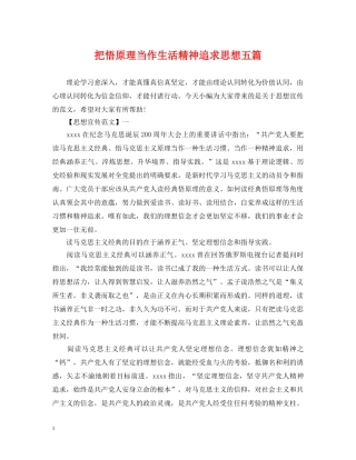 把悟原理当作生活精神追求思想五篇 