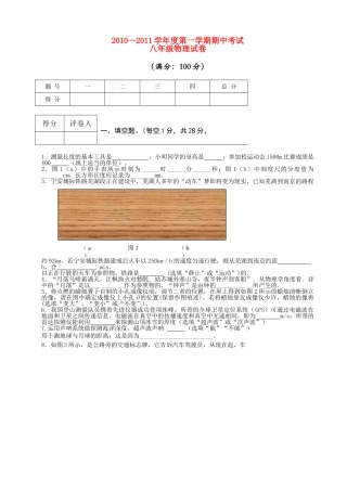 安徽省芜湖市20102011八级物理上学期期中考试 人教新课标版 