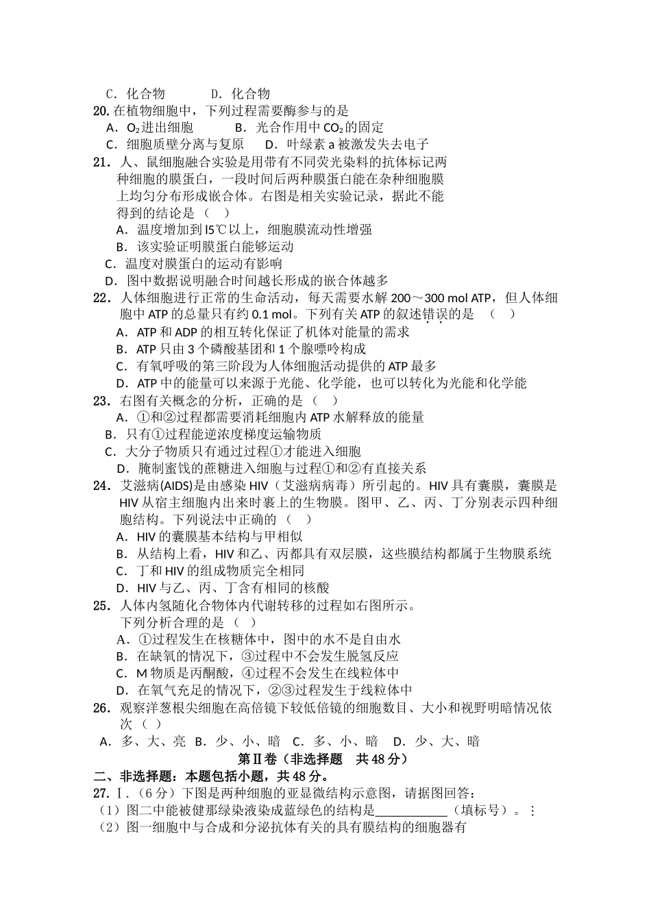 安徽省望江县鸦滩2011高三生物上学期期中考试会员独享 _第3页