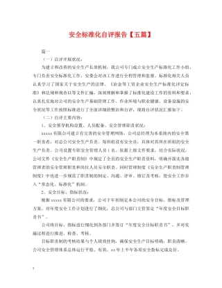 安全标准化自评报告【五篇】 