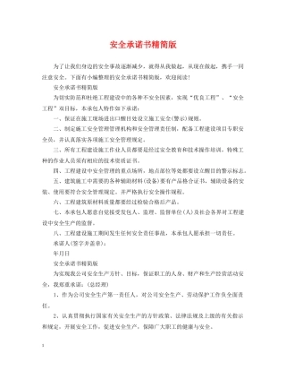 安全承诺书精简版 
