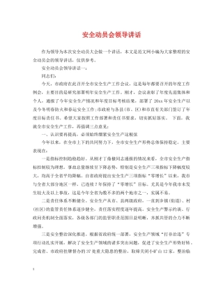 安全动员会领导讲话 