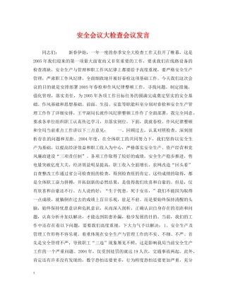 安全会议大检查会议发言 