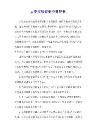 大学试验室安全责任书