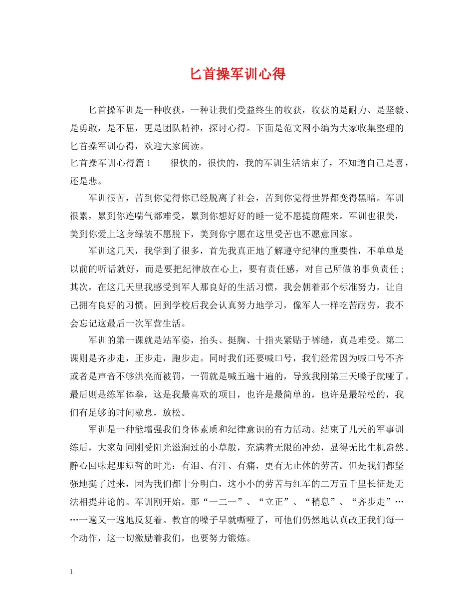 匕首操军训心得 _第1页