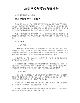 培训学校年的自查报告