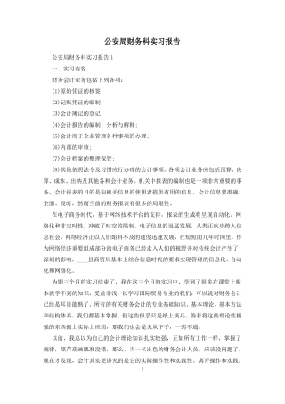 公安局财务科实习报告