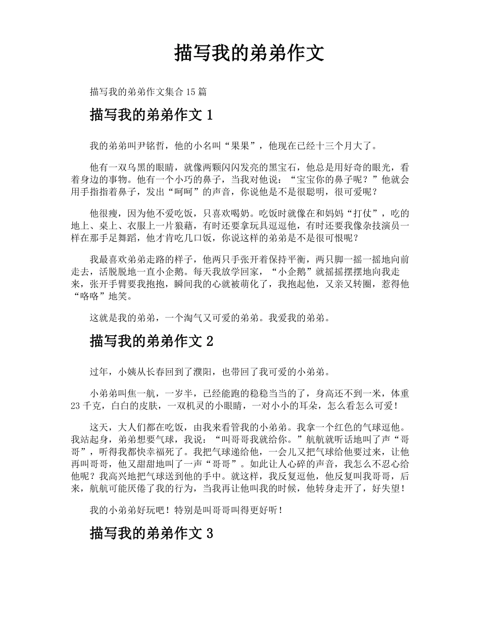 描写我的弟弟作文_第1页