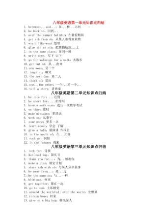 八级英语上册 知识点总结 冀教版