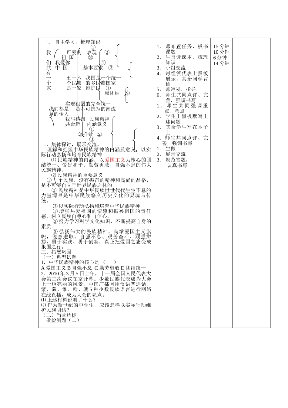 八级政治上册 我们共有一个家复习教案 鲁教版_第3页