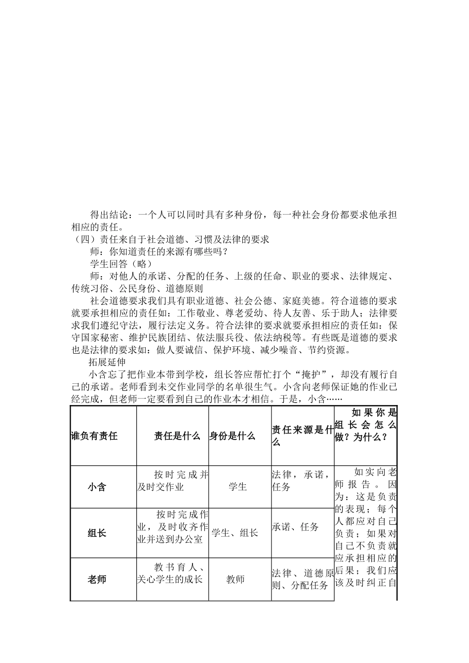 八级政治上册 不同身份有不同责任教案 苏教版_第3页