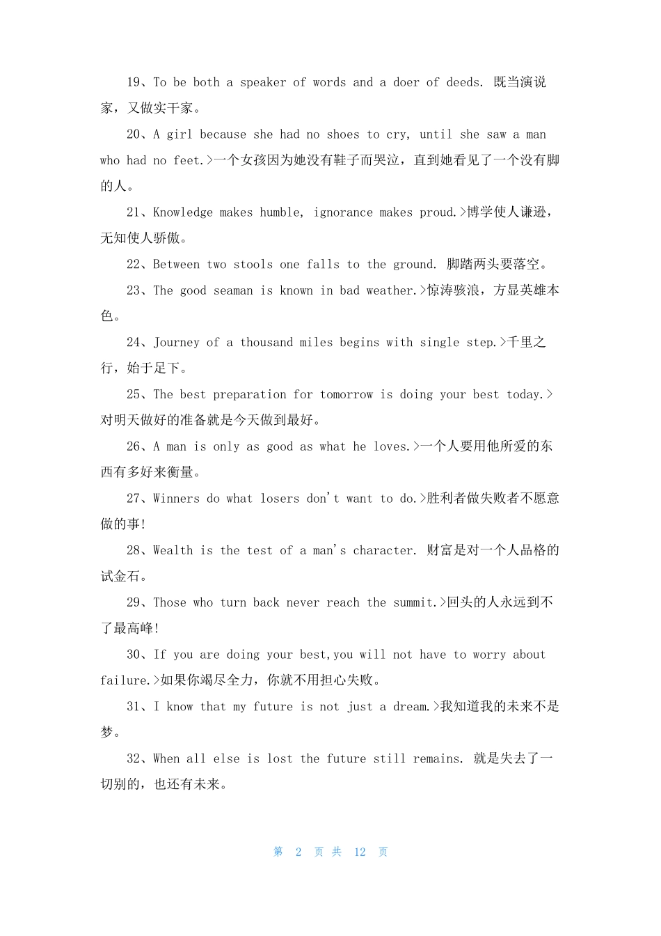 英语名言警句精选150句_第2页