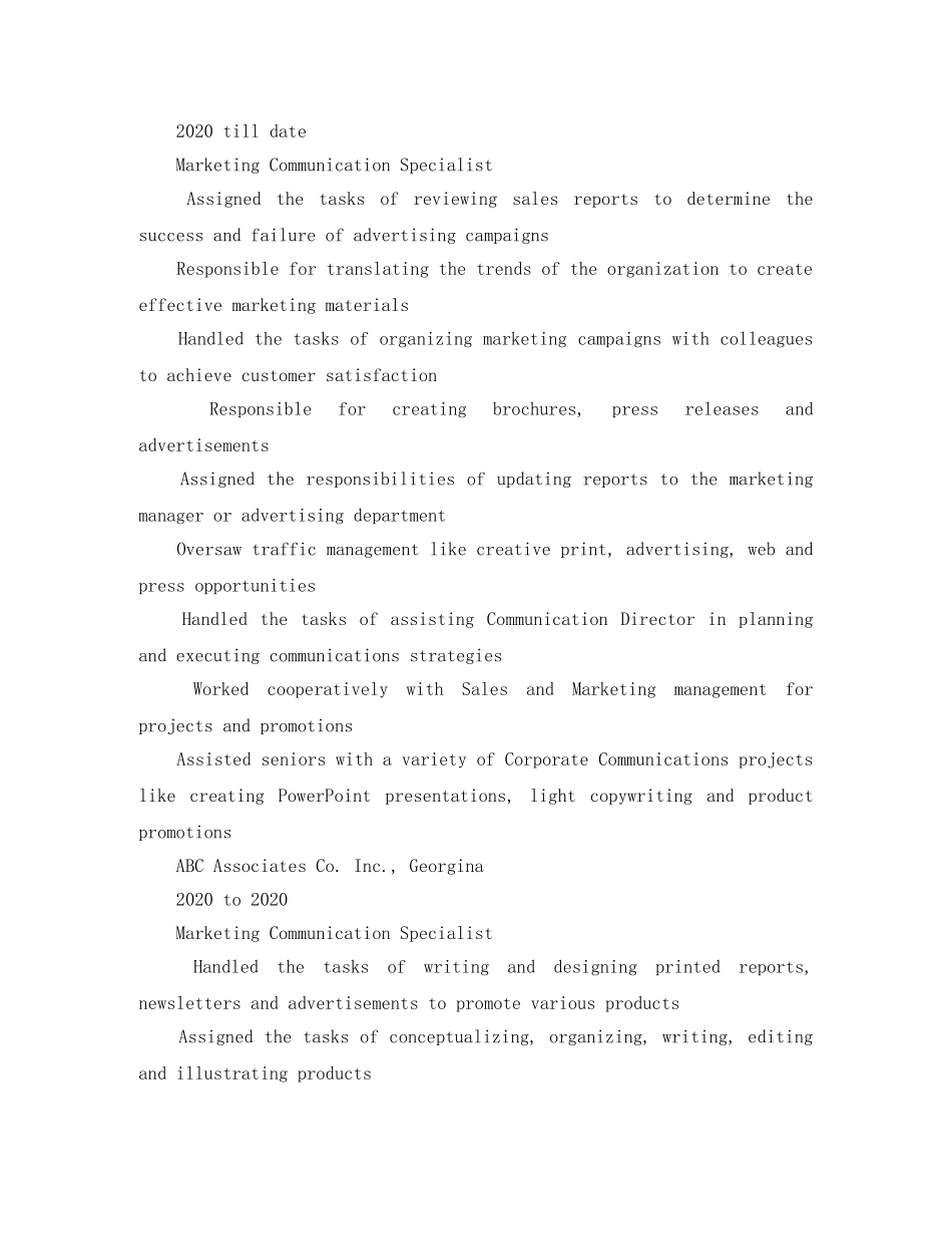 保险营销员英文简历模板_第2页