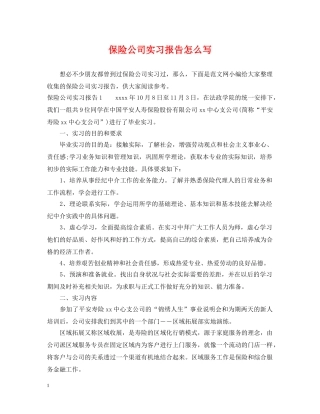 保险公司实习报告怎么写