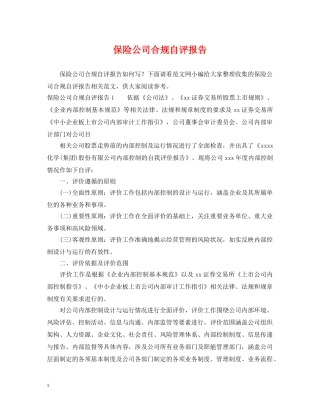 保险公司合规自评报告