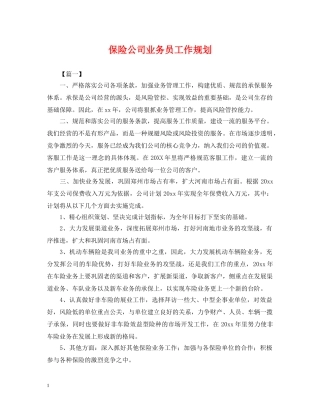保险公司业务员工作规划