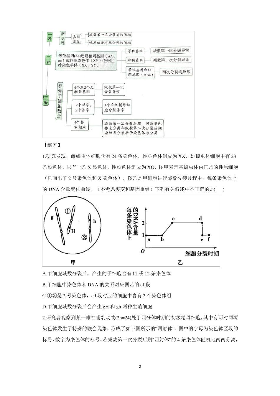 高考生物一轮复习创新题拔高练考点5减数分裂_第2页