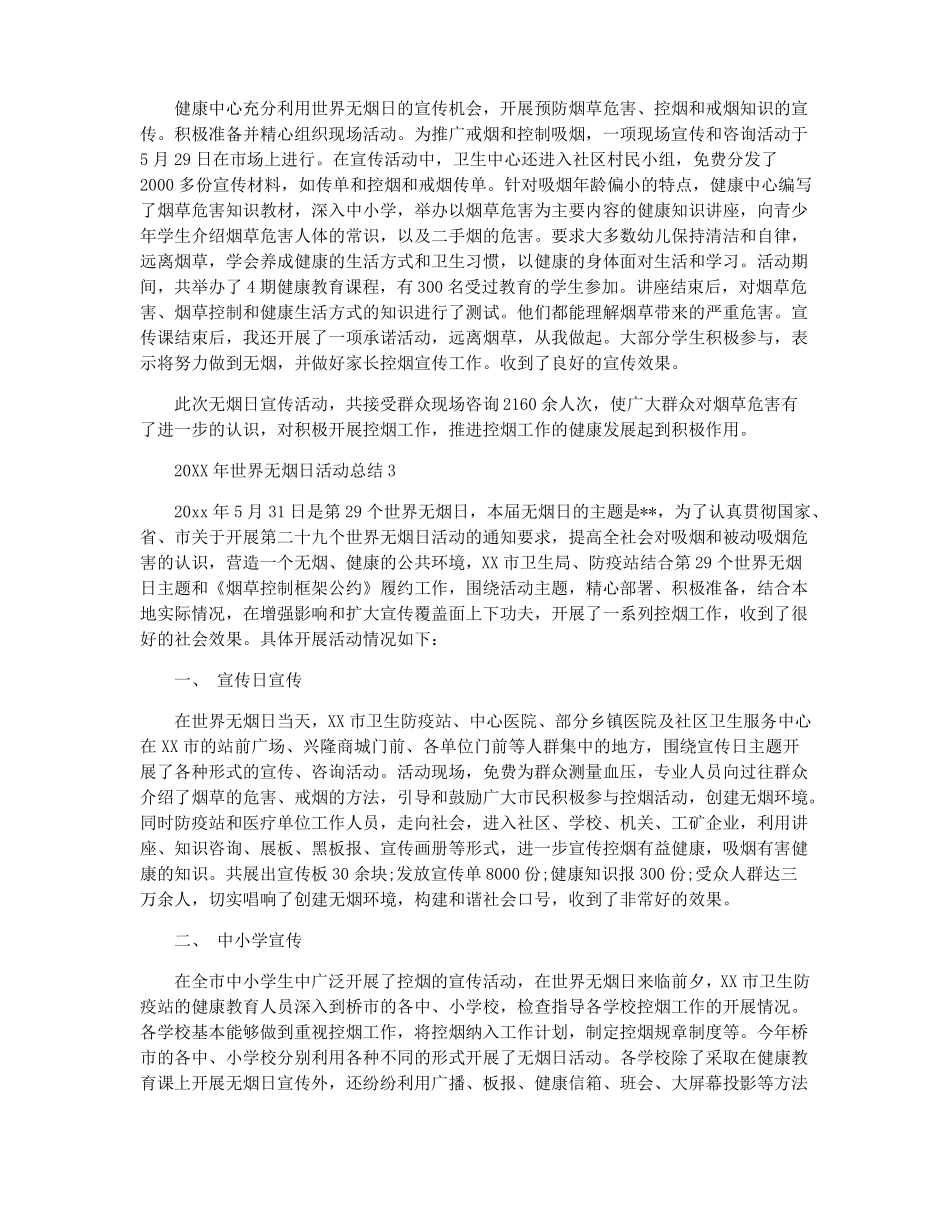 世界无烟日宣传活动情况报告_第3页