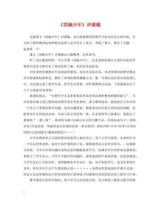 《顶碗少年》评课稿