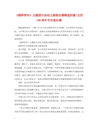 《榜样青年》主题团日活动王源观后感精选四篇-五四100周年节目观后感