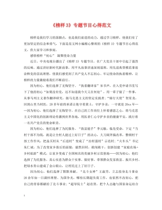《榜样3》专题节目心得范文