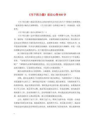 《当下的力量》读后心得800字