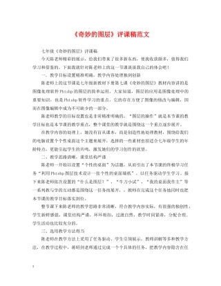 《奇妙的图层》评课稿范文