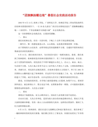 “团旗飘扬耀边境”暑假社会实践活动报告