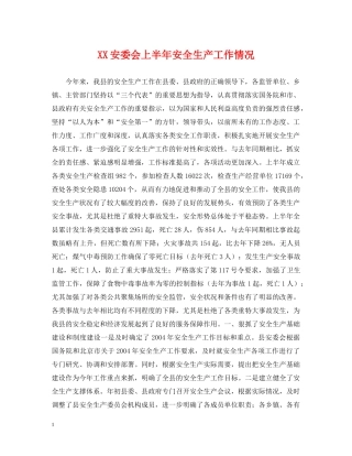 XX安委会上半年安全生产工作情况