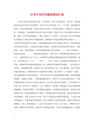XX审计局行风建设情况汇报