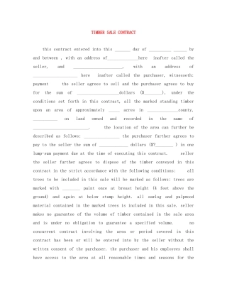 TIMBER SALE CONTRACT