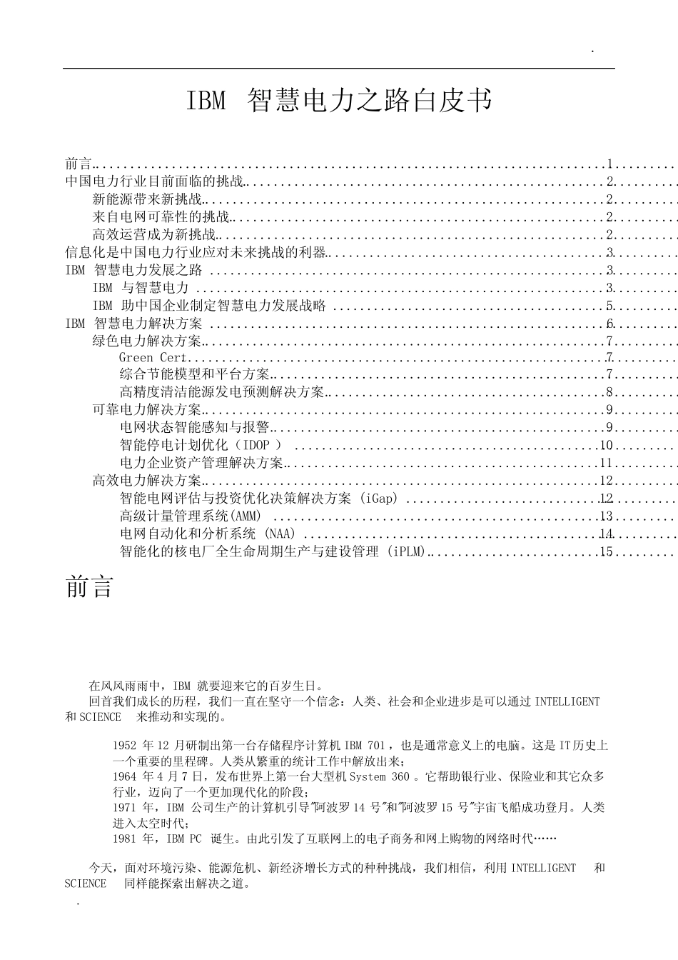 IBM智慧电力之路白皮书 _第1页