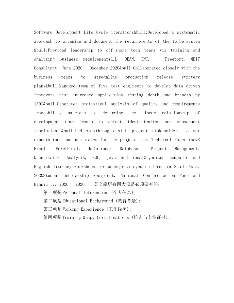 IT项目经理英文简历模板_第2页