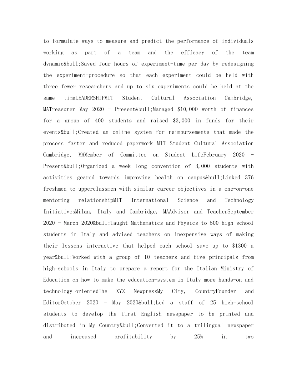 IT运营咨询英文简历模板_第2页