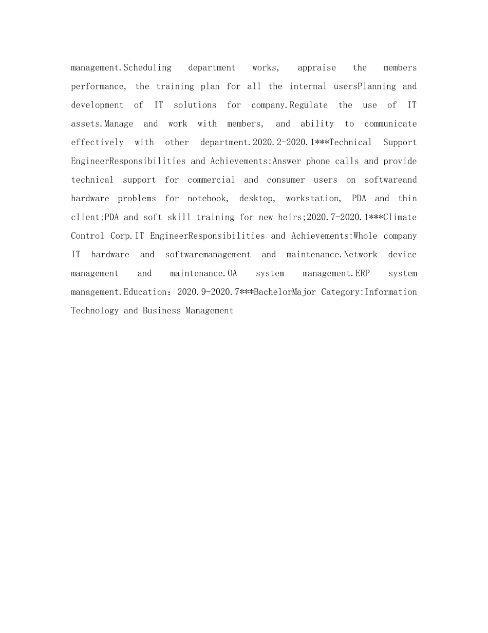 IT经理英文简历表格_第2页