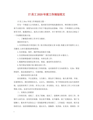 IT员工2024年度工作规划范文