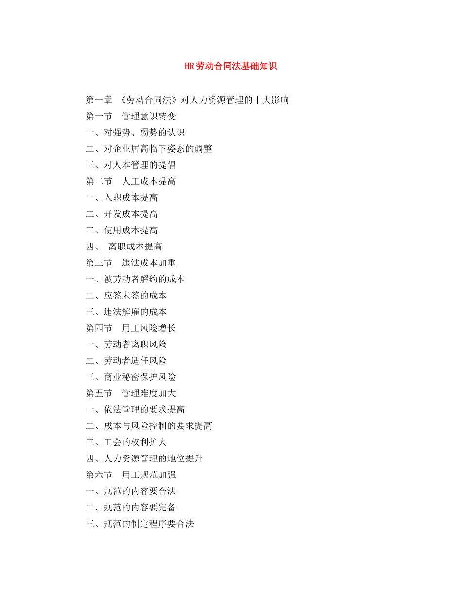 HR劳动合同法基础知识_第1页