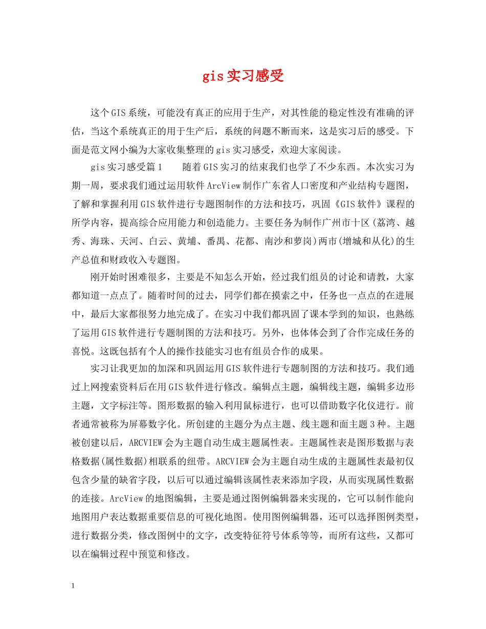 gis实习感受_第1页