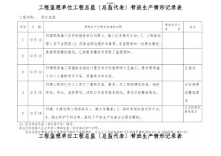 总监带班生产情况记录表