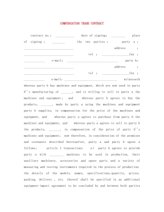 COMPENSATION TRADE CONTRACT