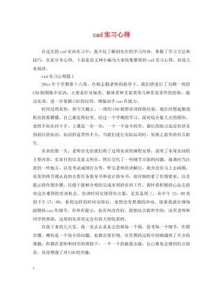 cad实习心得