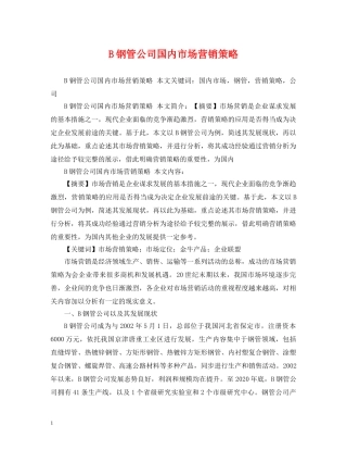 B钢管公司国内市场营销策略
