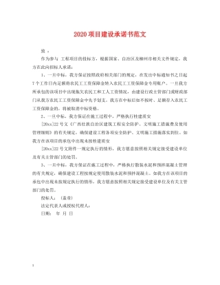 2024项目建设承诺书范文