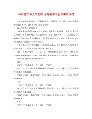 2024重阳节天气怎样 今年重阳节会下雨吗冷吗